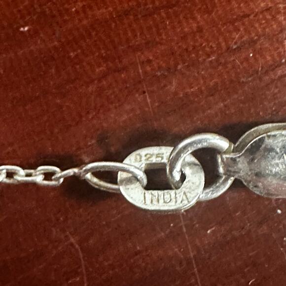 925 India Dainty Minimalist Necklace Sterling Silver gold tone Blue Casual Boho - Picture 7 of 9